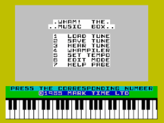 Music Box title screen for ZX Spectrum